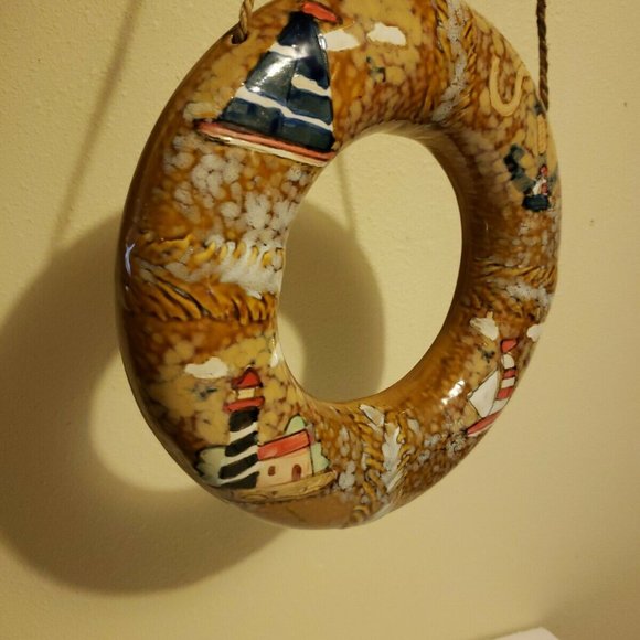 Life Ring Bouy Ceramic Wall Hanging Hand Painted - Picture 12 of 12